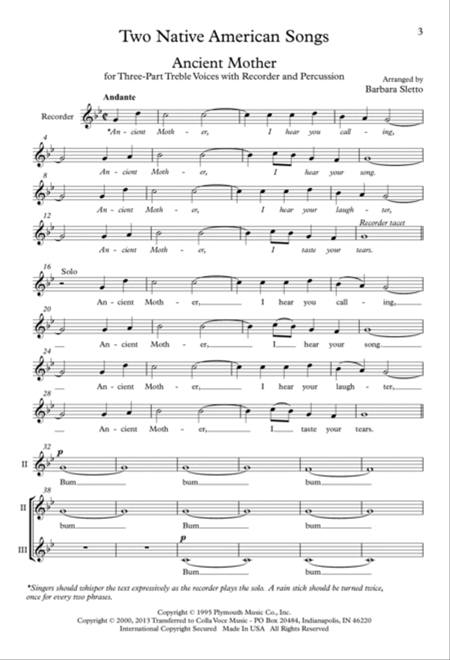 Two Native American Songs SSA scores gallery preview page 2