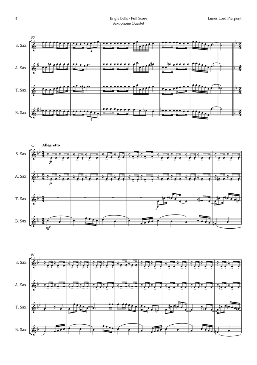 5 Christmas Songs for Saxophone Quartet plus one Bonus Saxophone Quartet scores gallery preview page 5