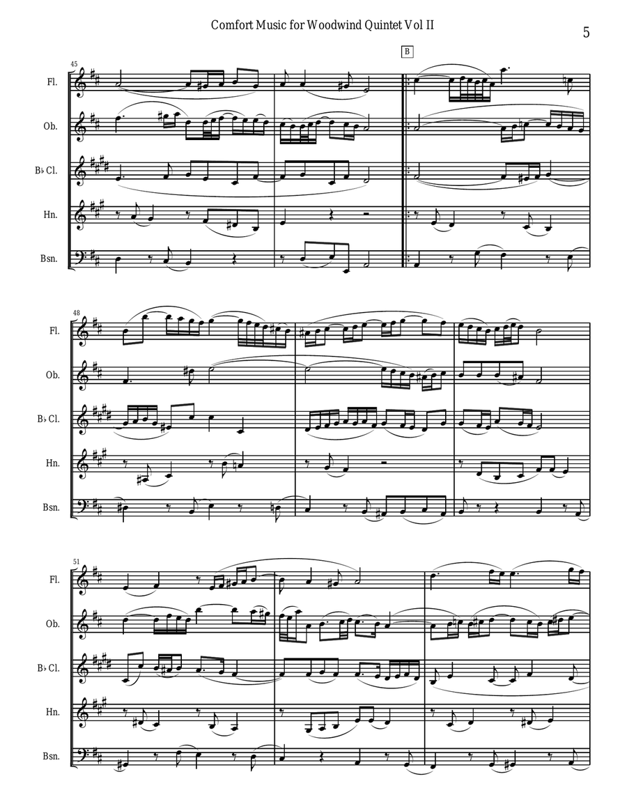Comfort Music Vol. Two for woodwind quintet Woodwind Quintet scores gallery preview page 5