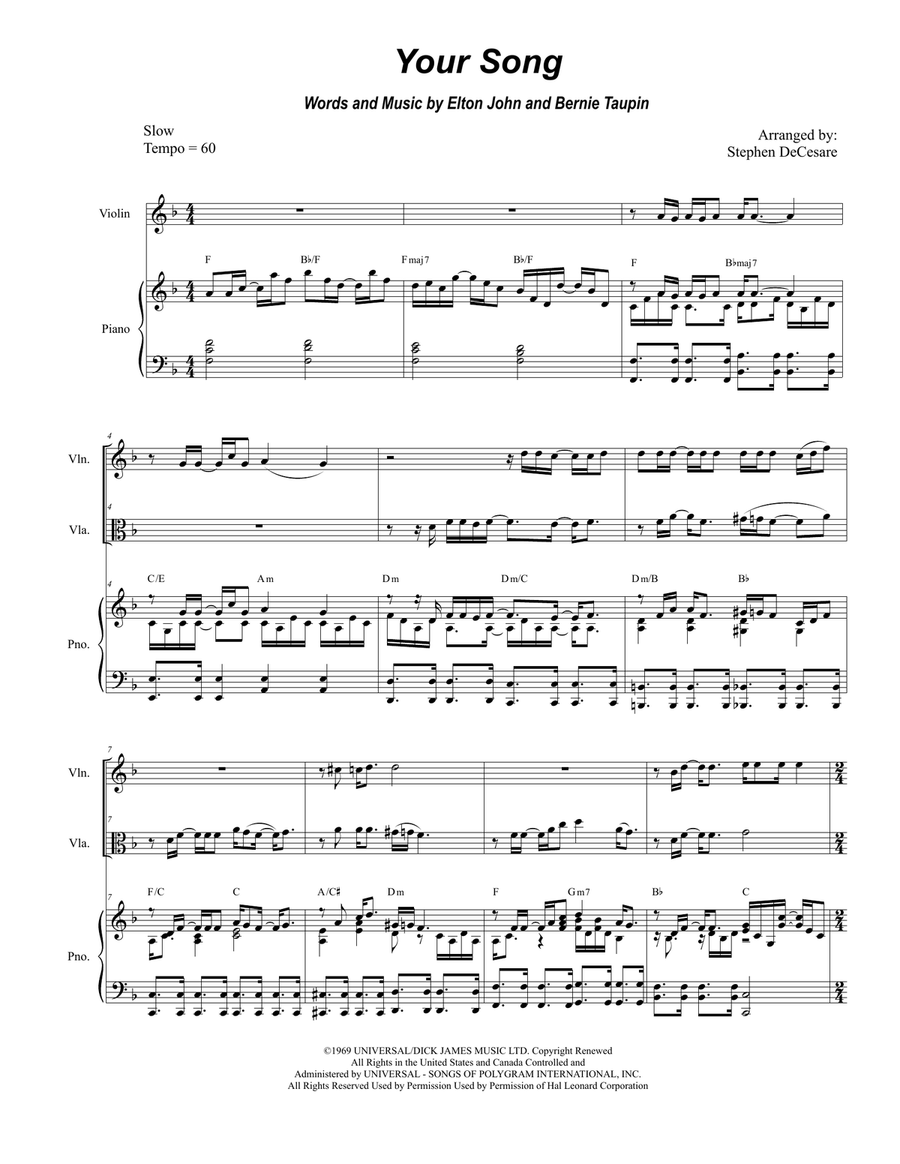 Your Song String Duet scores gallery preview page 1