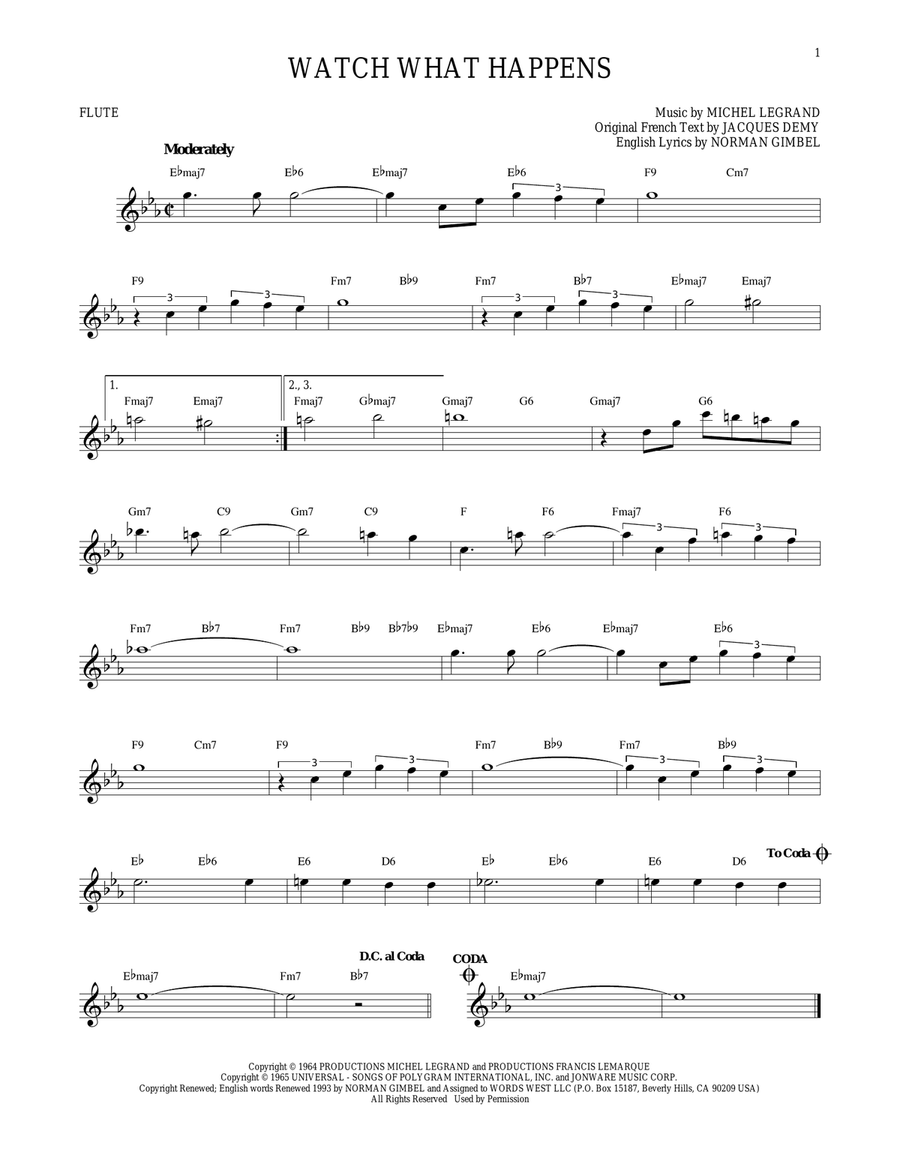 Watch What Happens Flute Solo scores gallery preview page 1