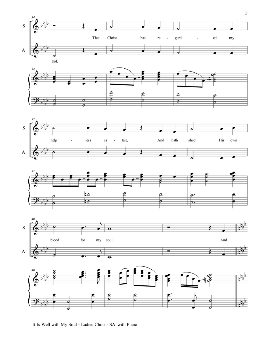 IT IS WELL WITH MY SOUL (Ladies Choir - SA with Piano) SA scores gallery preview page 6