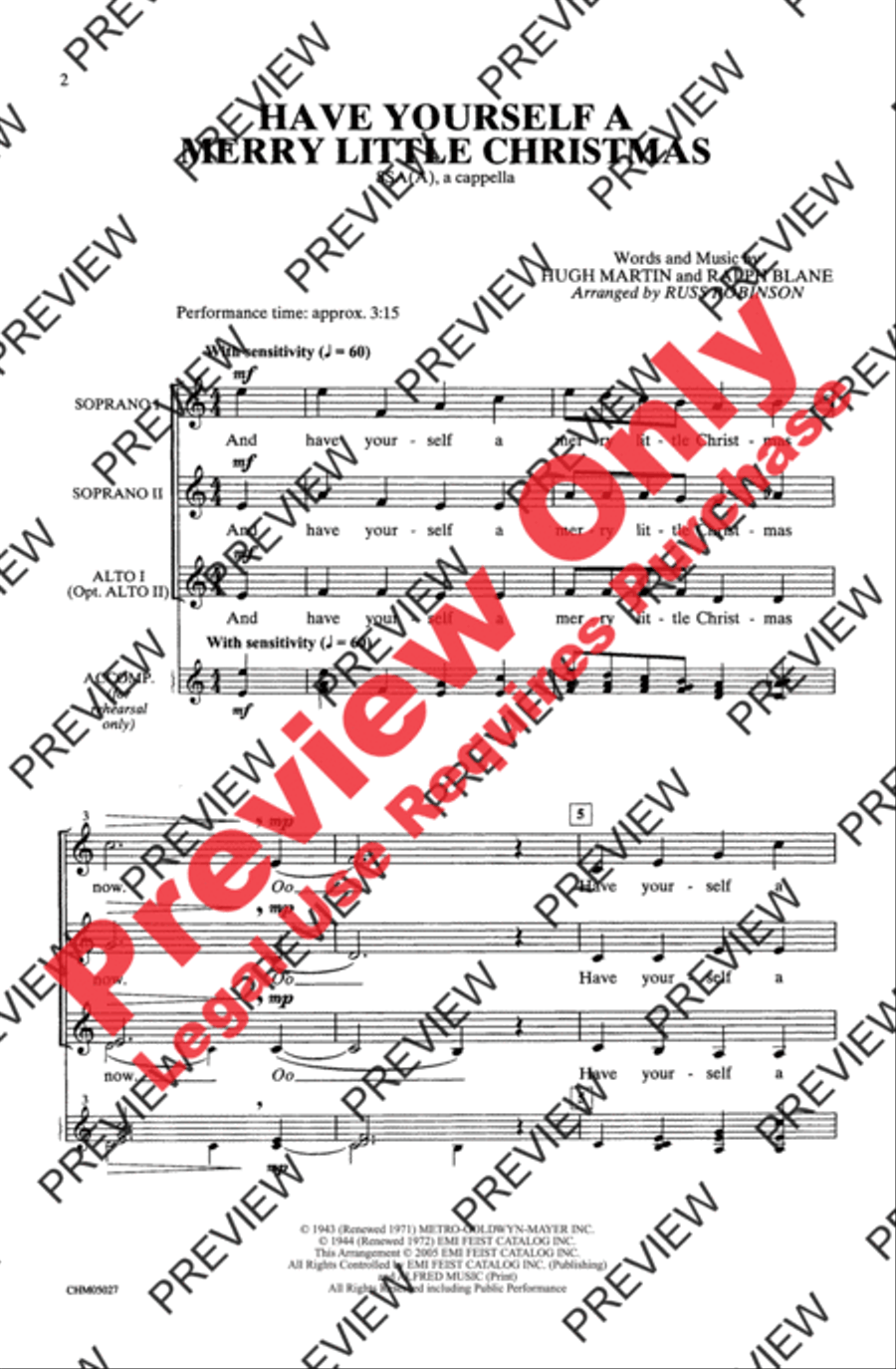 Have Yourself a Merry Little Christmas Women's Choir scores gallery preview page 2