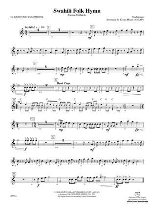 Swahili Folk Hymn (Bwana Awabariki): E-flat Baritone Saxophone