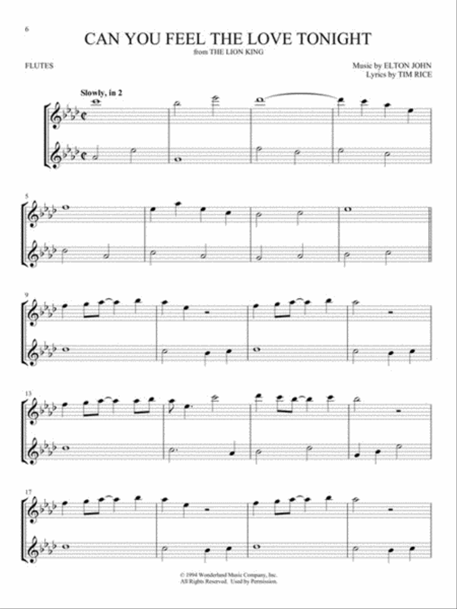 Disney Songs for Two Flutes Flute Duet scores gallery preview page 5