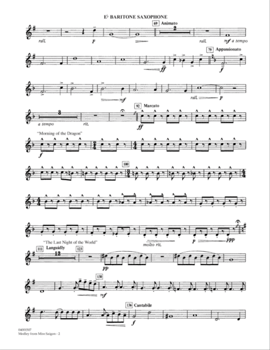 Medley from Miss Saigon (arr. Warren Barker) Eb Baritone Saxophone by