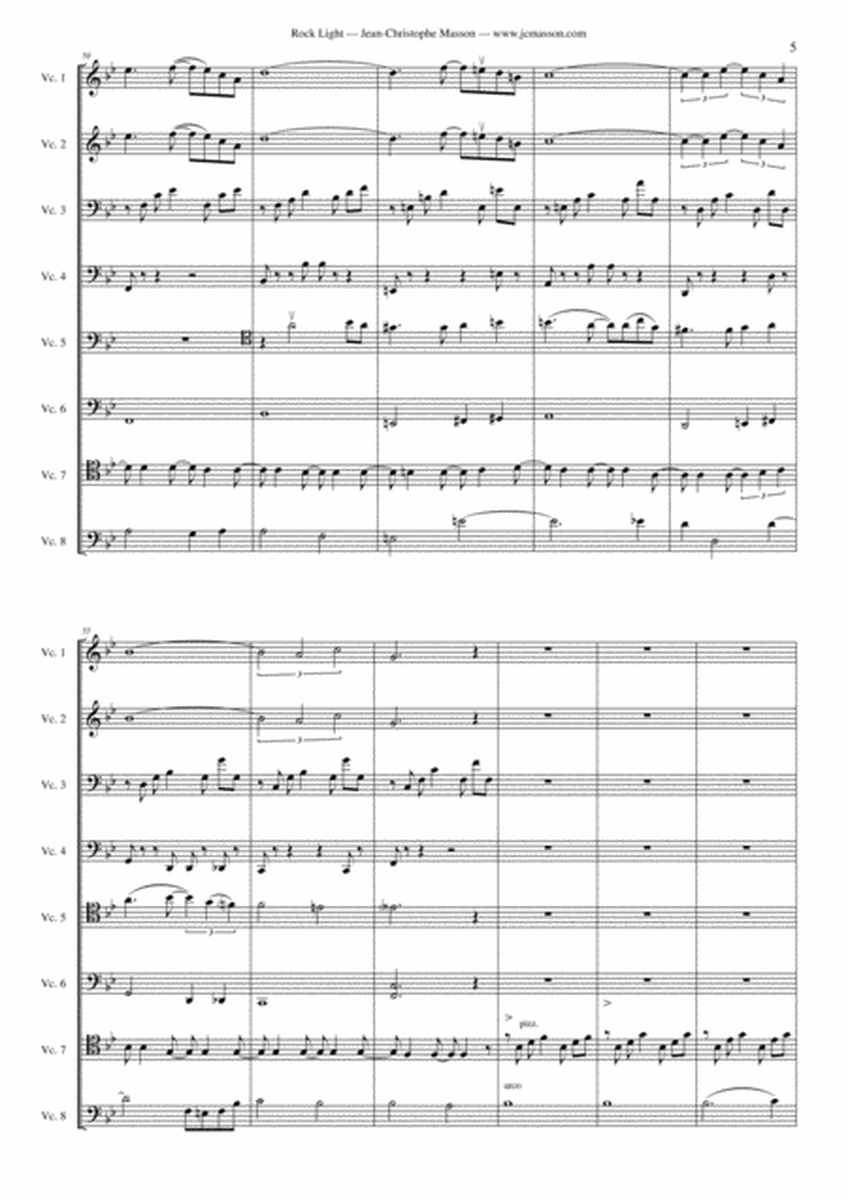 Rock light --- pièce pop pour octuor de violoncelles --- Score and Parts JCM 2009 image number null