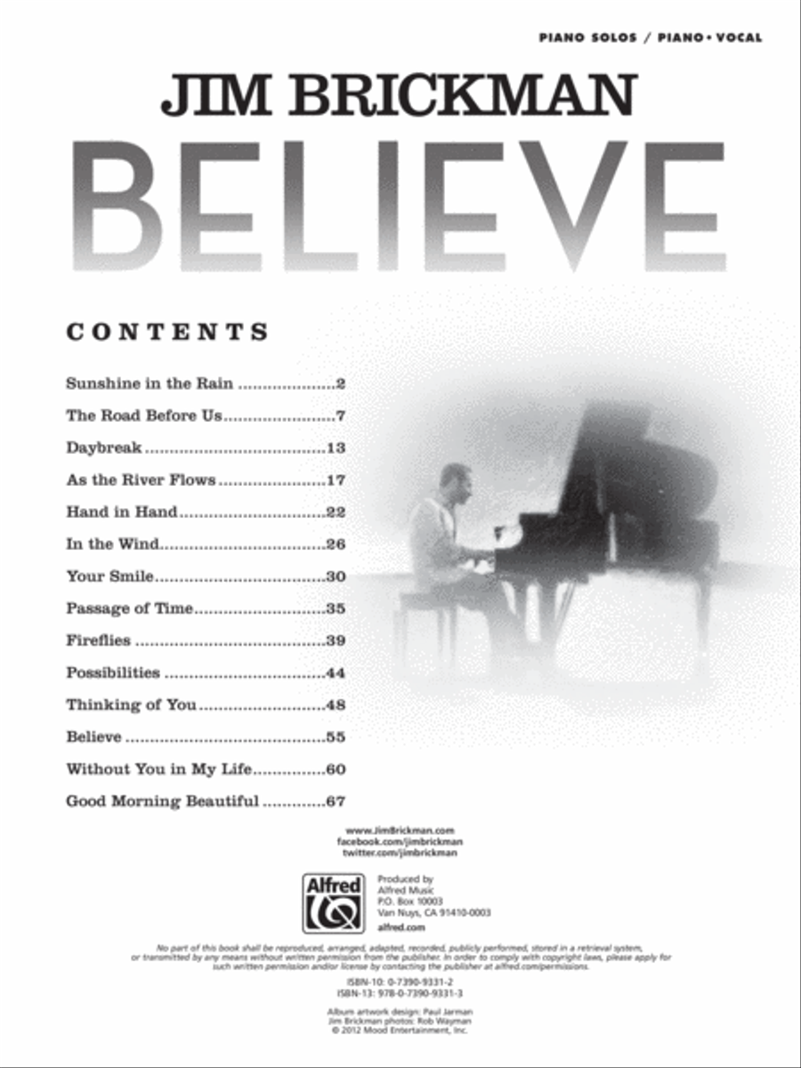Jim Brickman -- Believe Jim Brickman -- Believe Piano, Vocal, Guitar scores gallery preview page 2