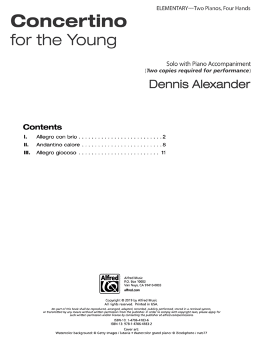 Book cover for Concertino for the Young - Piano Duo (2 Pianos, 4 Hands)