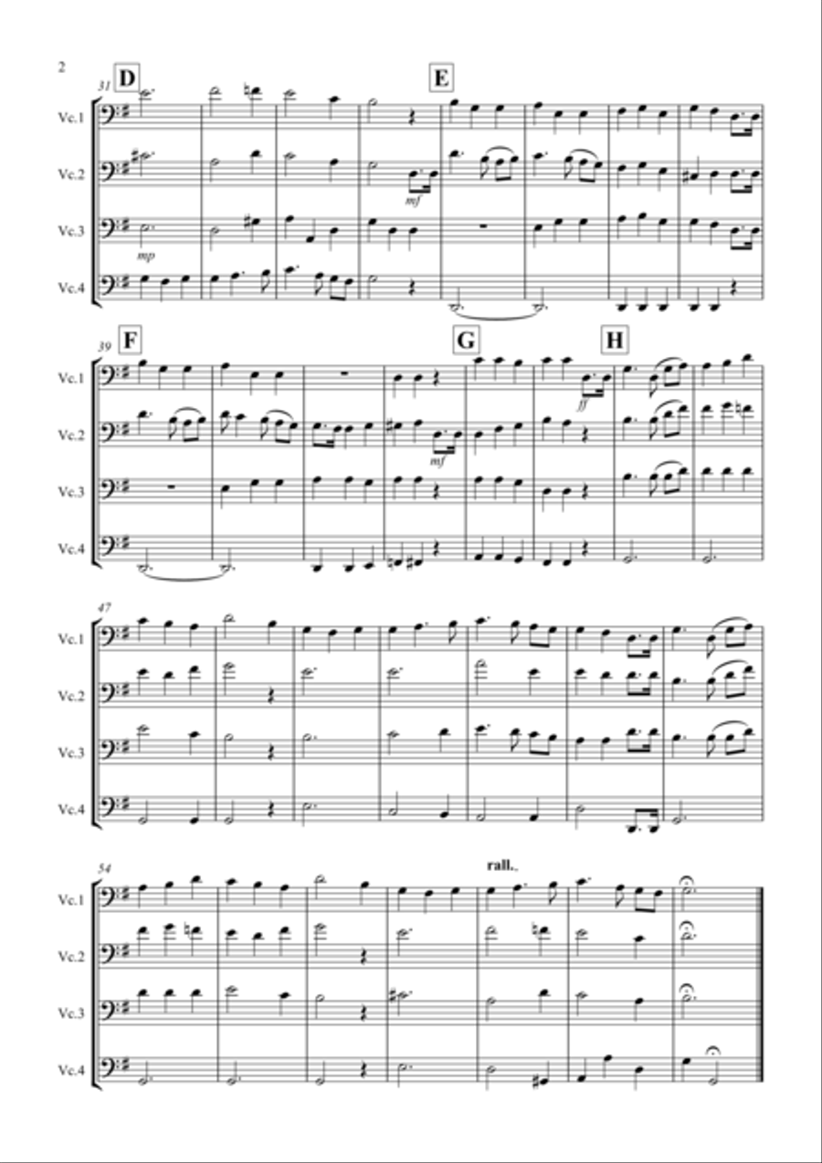 Nocturne from (A Midsummer Night's Dream) for Cello Quartet Cello Solo scores gallery preview page 2