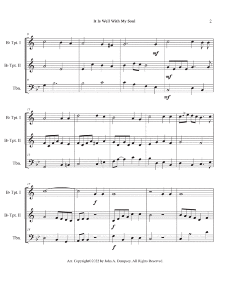 It Is Well With My Soul (Brass Trio): Two Trumpets and Trombone Brass Trio scores gallery preview page 6