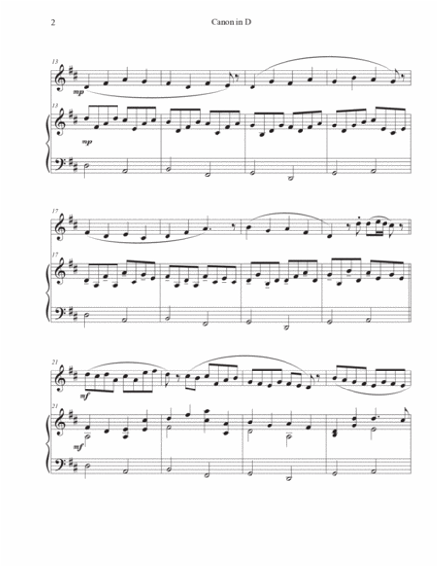 Canon in D (Oboe-Piano) Piano scores gallery preview page 2