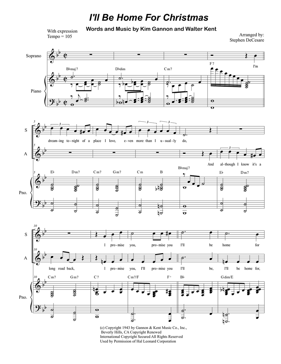 I'll Be Home For Christmas Piano scores gallery preview page 1