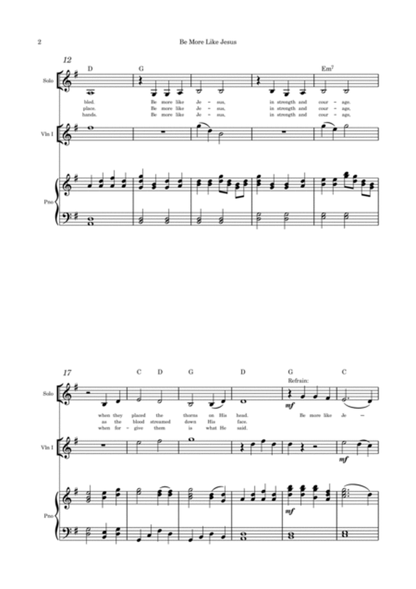 Be More Like Jesus - (Lent/Good Friday) solo violin and piano image number null