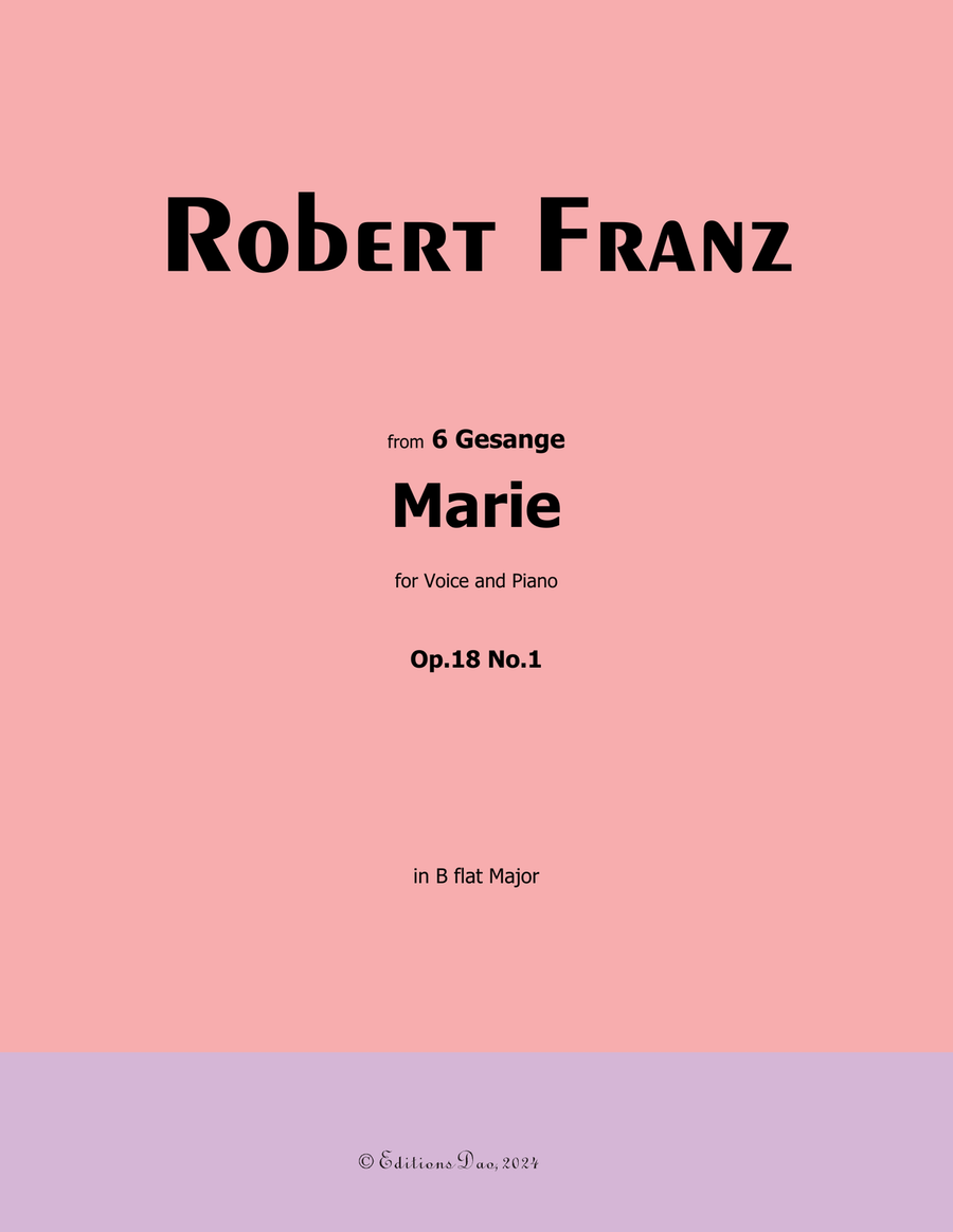 Marie, by Robert Franz, in B flat Major Voice scores gallery preview page 1