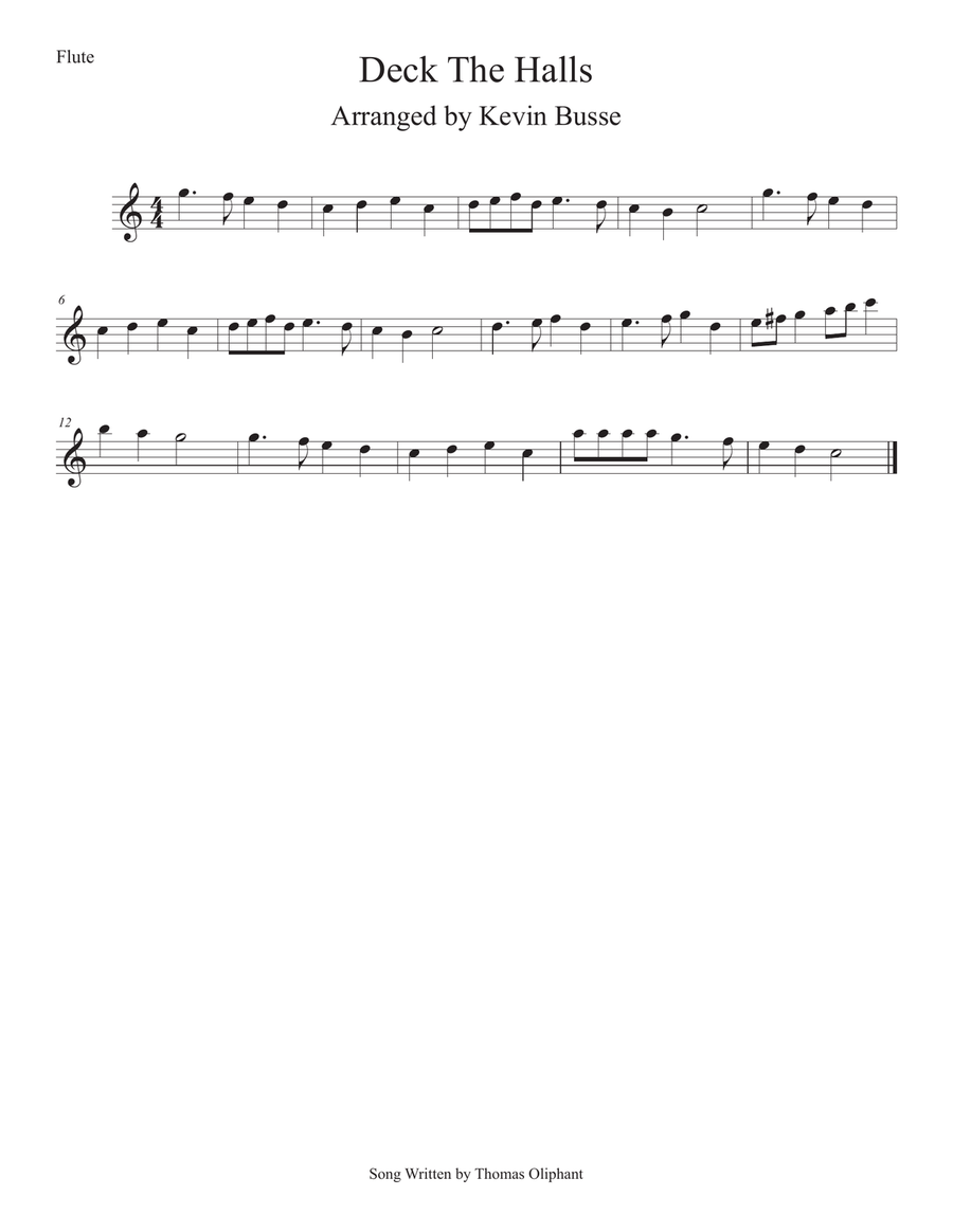 Deck The Halls (Easy key of C) Flute Flute Solo scores gallery preview page 1