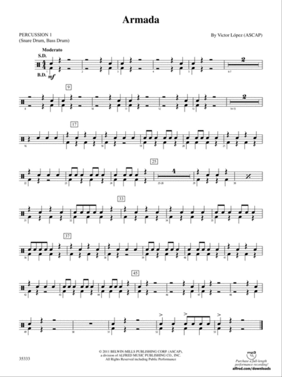 Armada: 1st Percussion Armada: 1st Percussion Concert Band scores gallery preview page 1