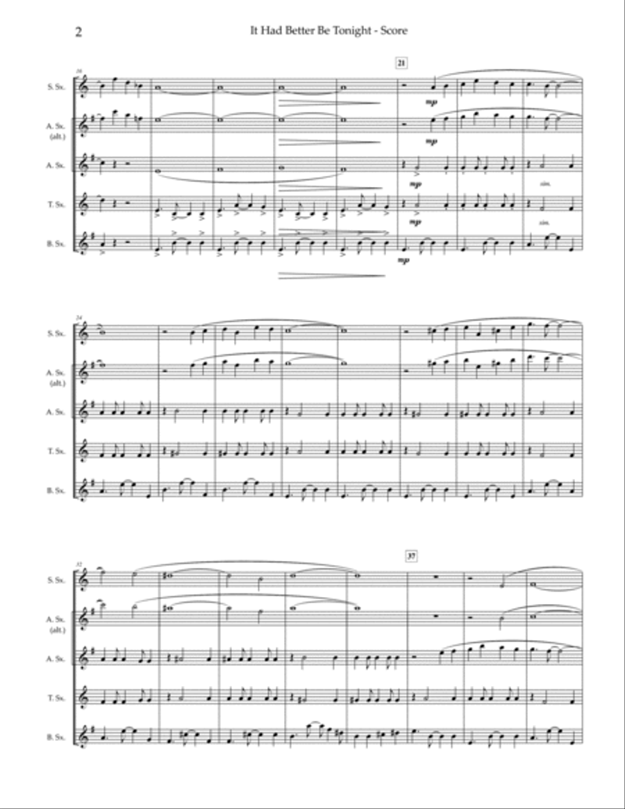 It Had Better Be Tonight Saxophone Quartet scores gallery preview page 3