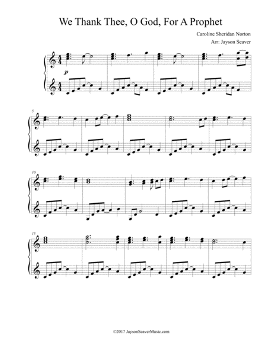 We Thank Thee, O God, For A Prophet Piano Solo scores gallery preview page 2