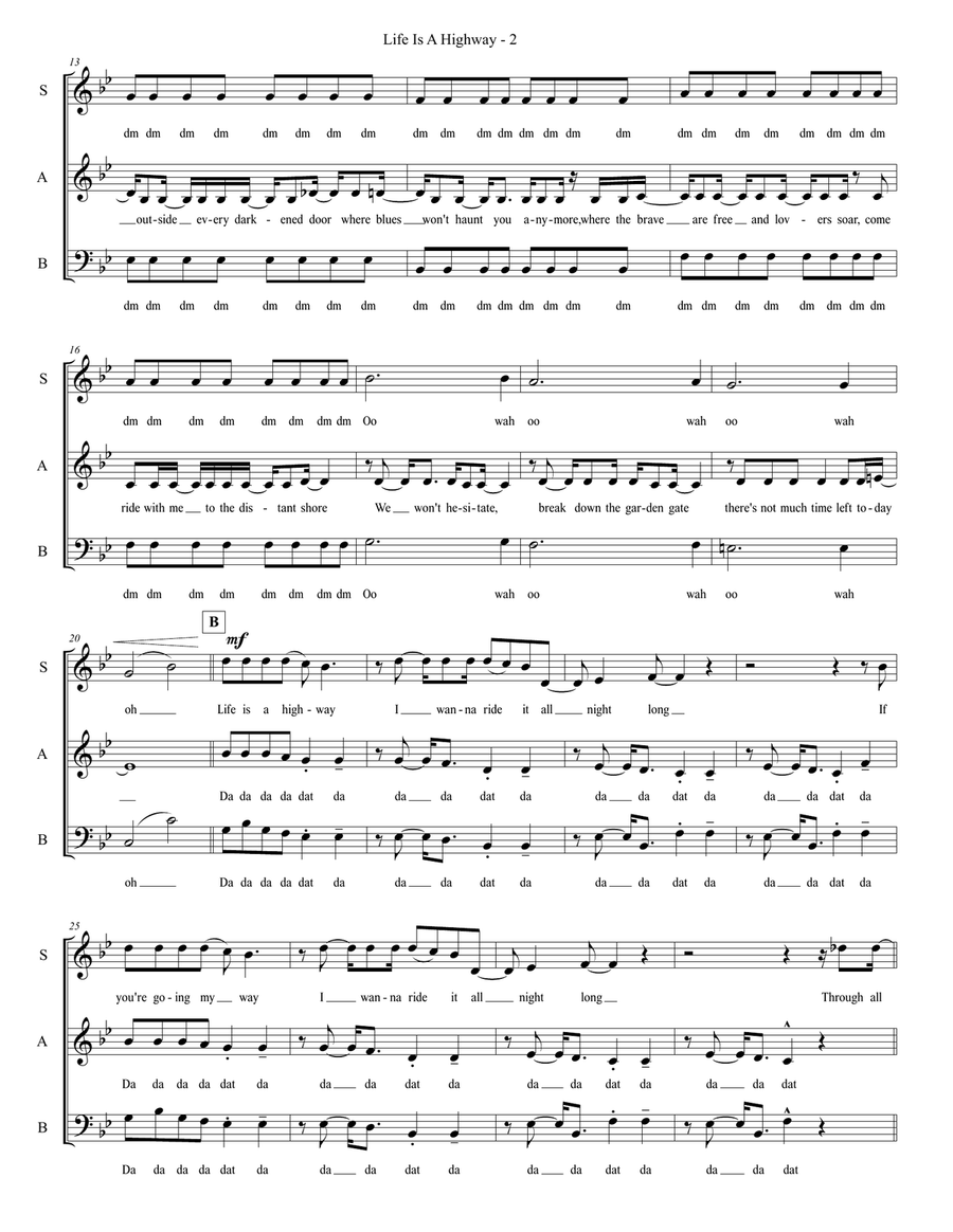 Life Is A Highway 3-Part scores gallery preview page 2