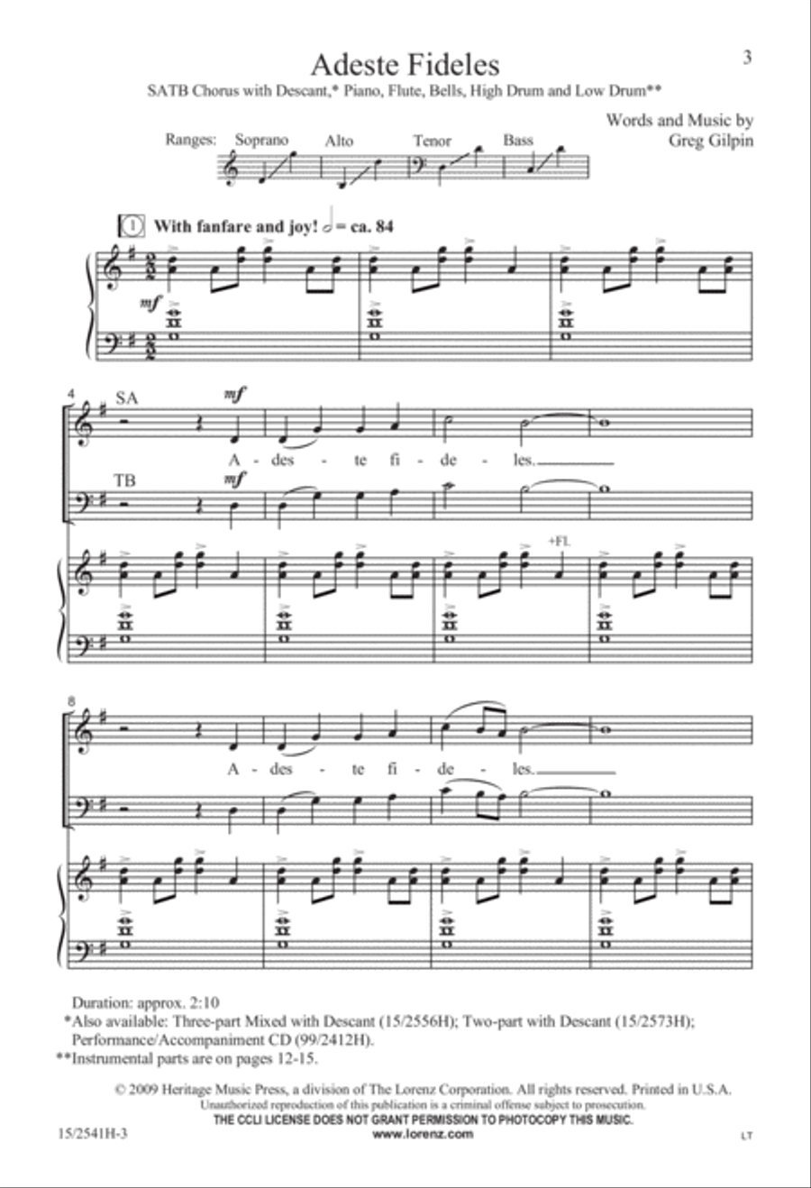 Adeste Fideles Adeste Fideles 4-Part scores gallery preview page 3
