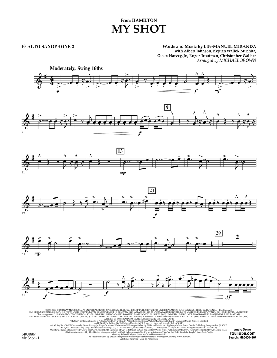 My Shot - Eb Alto Saxophone 2 Concert Band scores gallery preview page 1