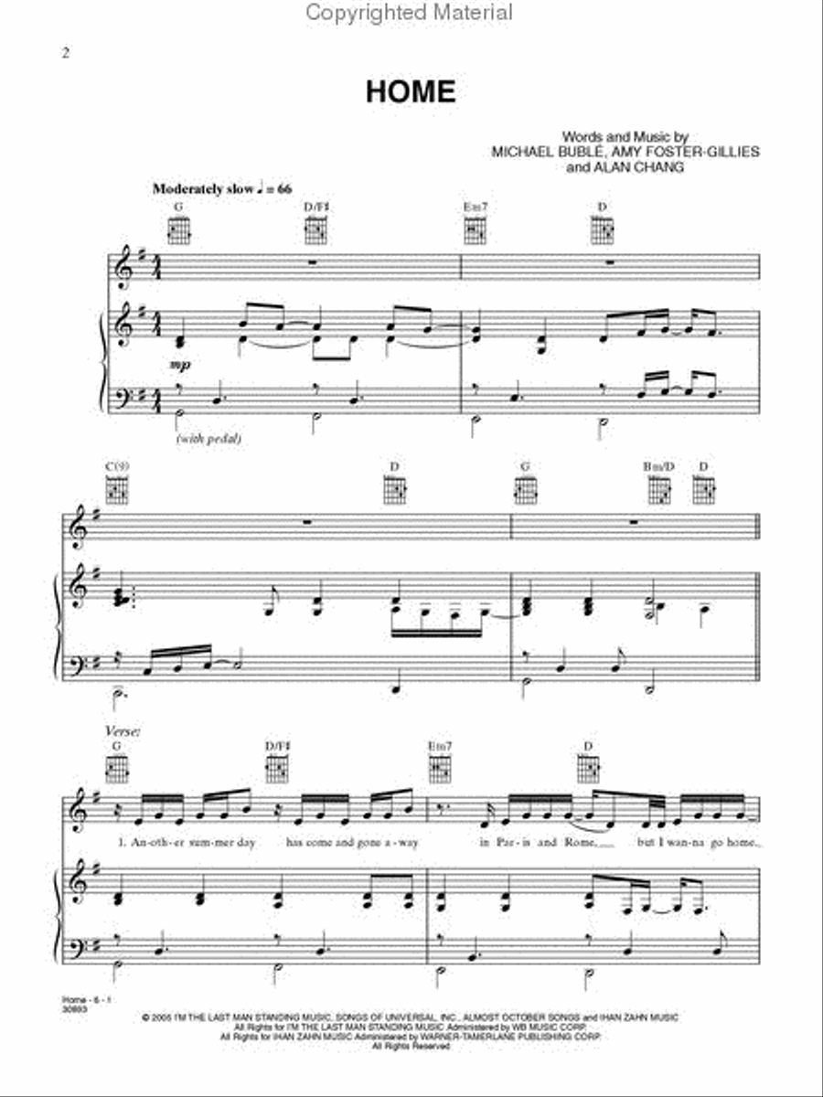 Home Home Piano, Vocal, Guitar scores gallery preview page 2