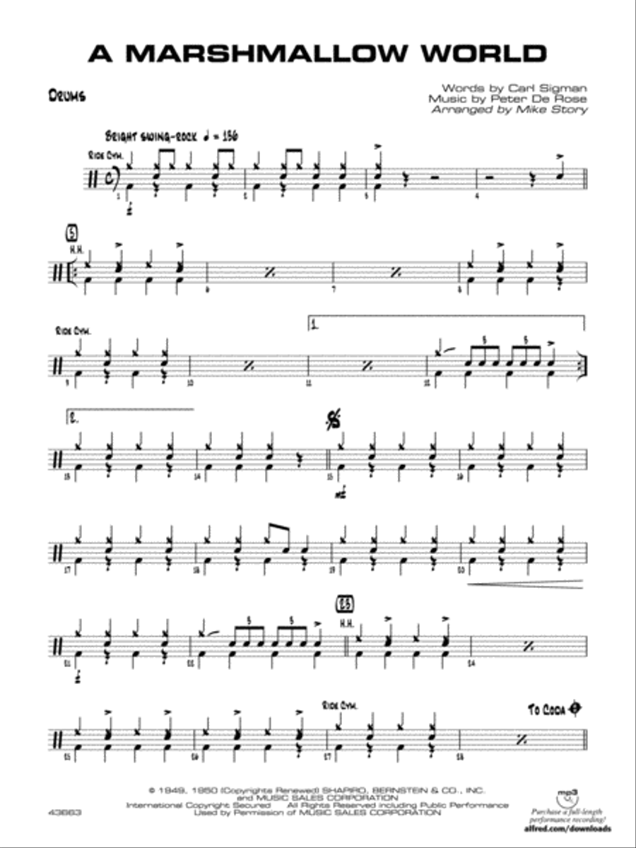 A Marshmallow World: Drums Jazz Ensemble scores gallery preview page 1