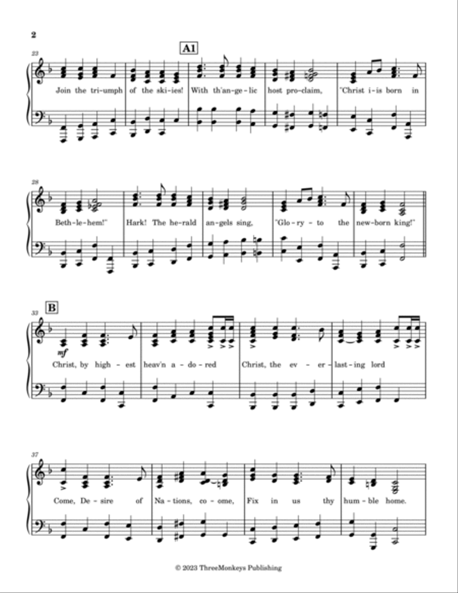 Hark! The Herald Angels Sing! Voice scores gallery preview page 2