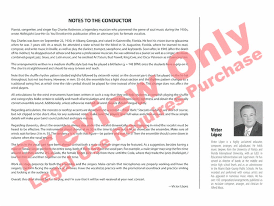 Hallelujah I Love Her So Jazz Ensemble scores gallery preview page 3