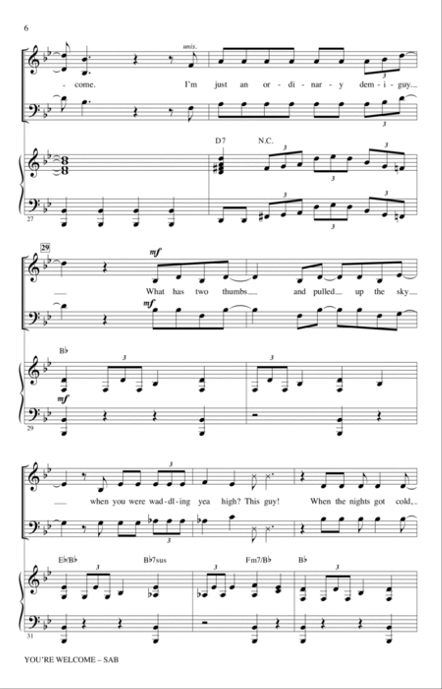 You're Welcome (from Moana) (arr. Mark Brymer) 3-Part scores gallery preview page 5