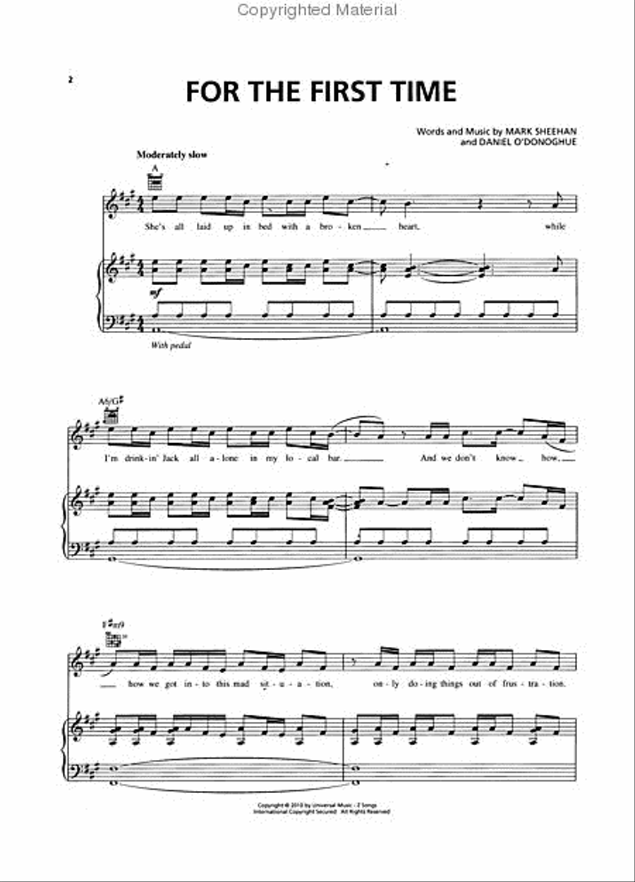 For the First Time Piano, Vocal, Guitar scores gallery preview page 2