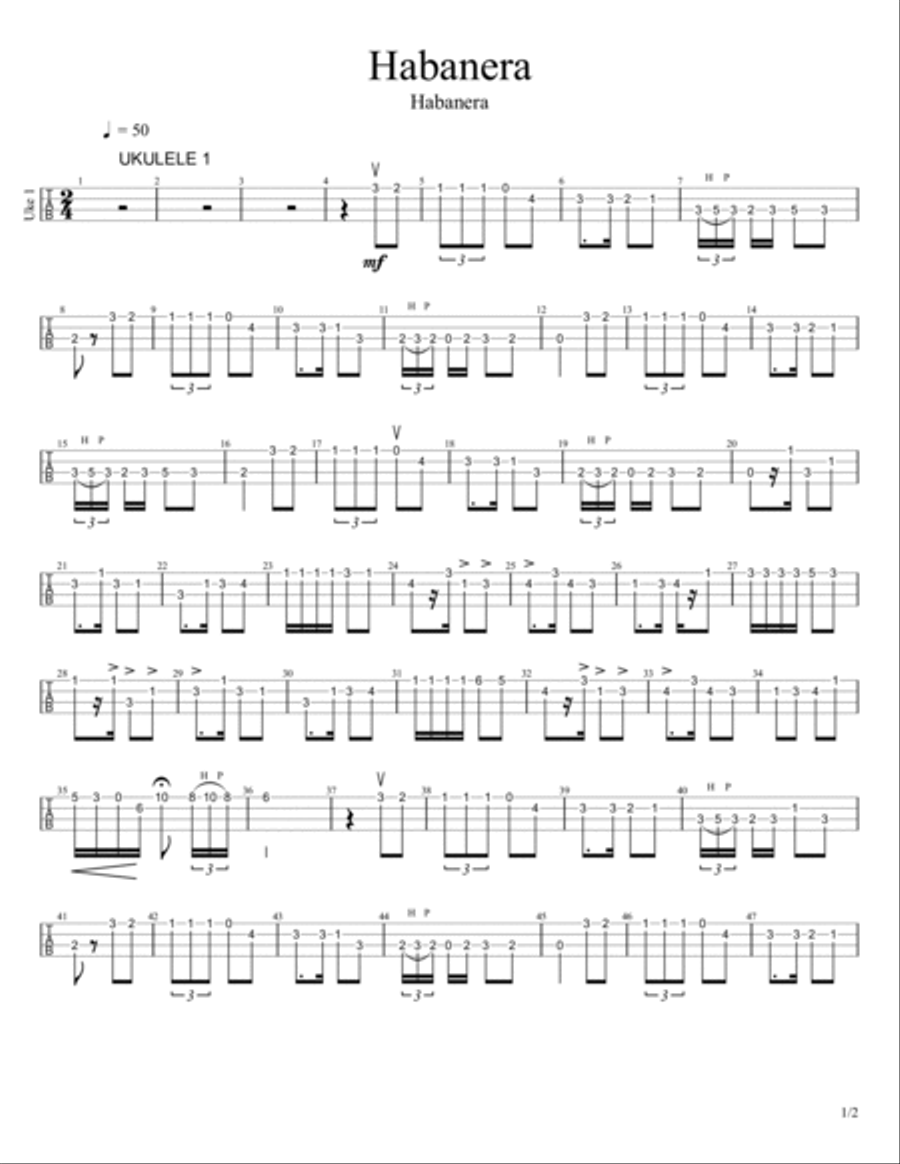 Habanera - Bizet - Ukulele Ensemble Ukulele scores gallery preview page 2