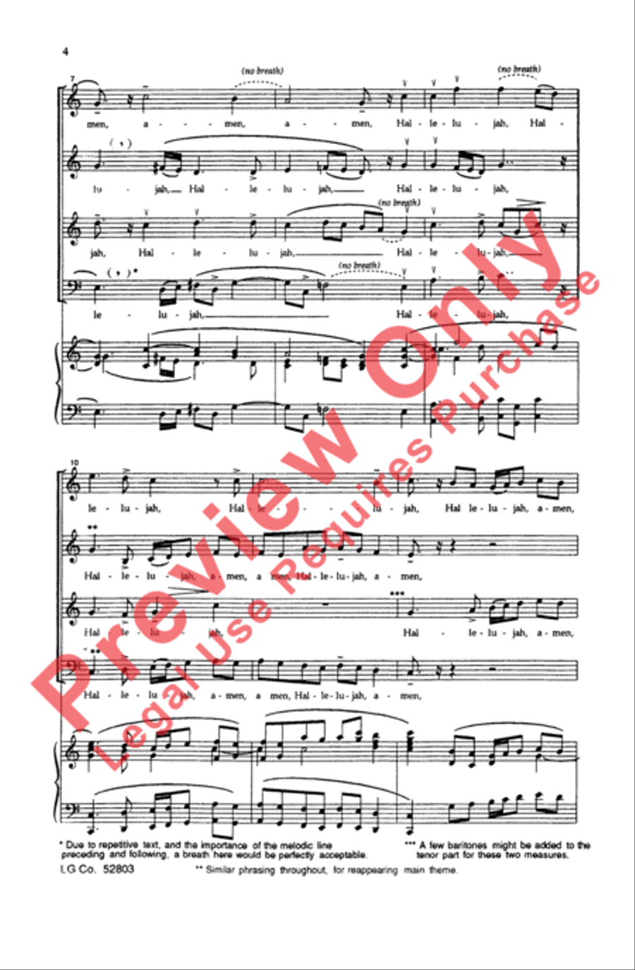 Hallelujah, Amen Hallelujah, Amen 4-Part scores gallery preview page 4