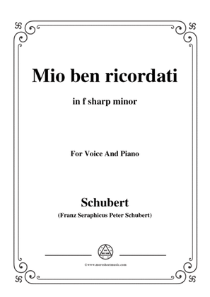 Book cover for Schubert-Mio ben ricordati,in f sharp minor,for Voice&Piano