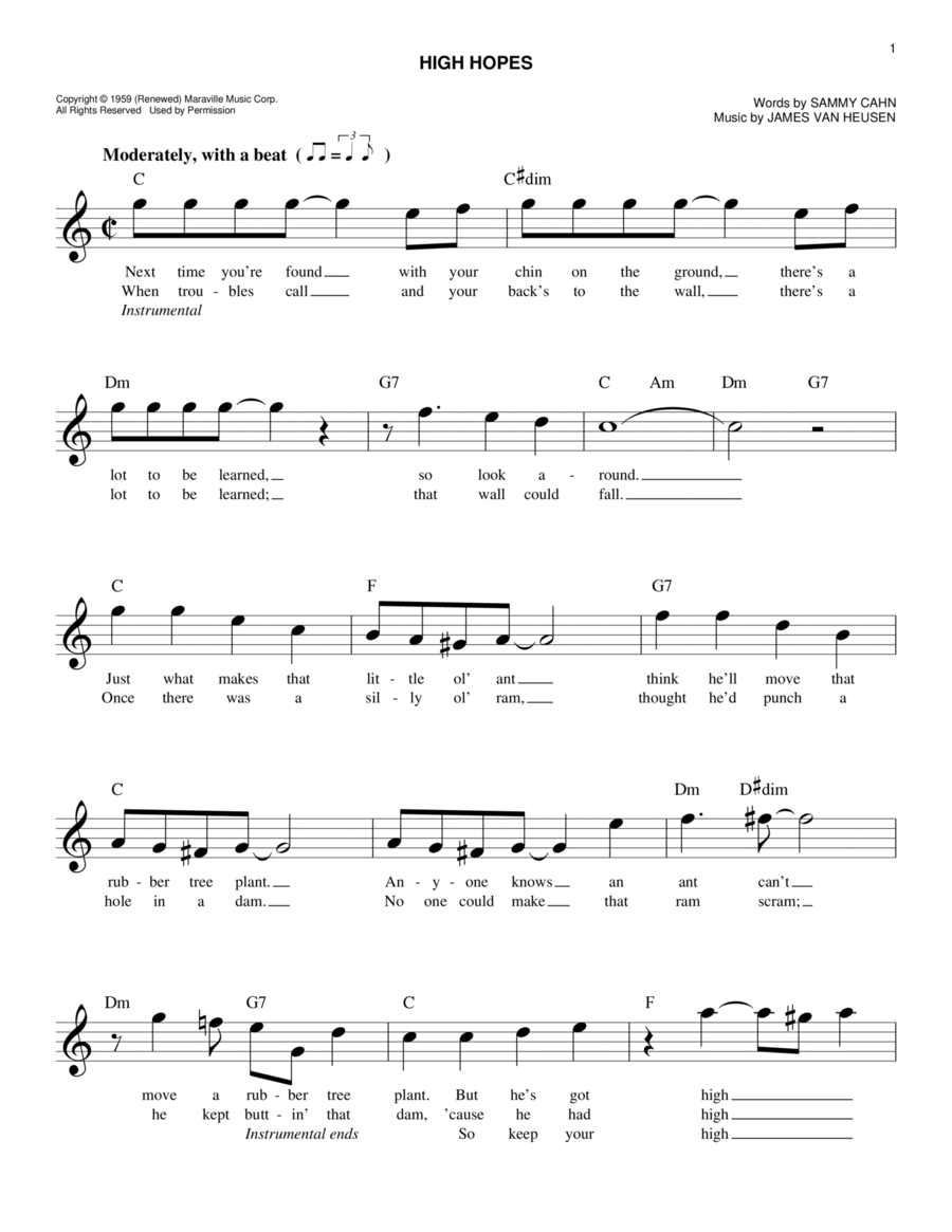 High Hopes Piano scores gallery preview page 1