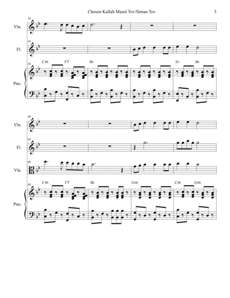 Chosen Kallah Mazel Tov/Siman Tov (for Violin, Viola, Flute and Piano) image number null