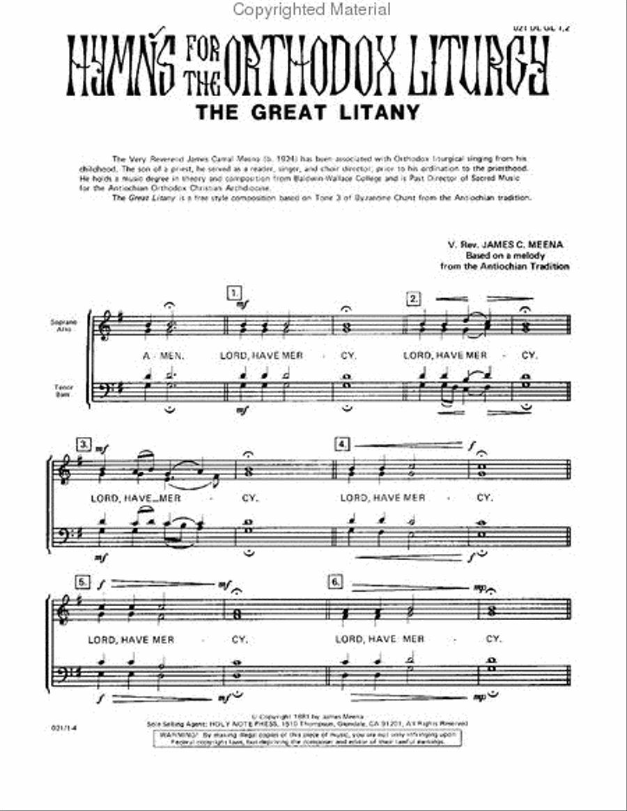 Great Litany 4-Part scores gallery preview page 2