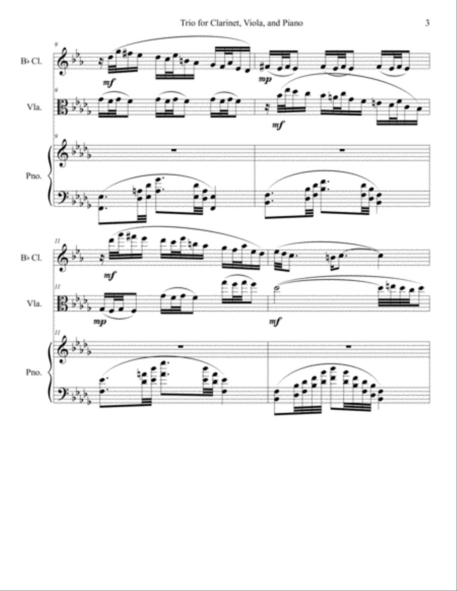 Second Trio for Clarinet, Viola, and Piano (2016) Clarinet scores gallery preview page 3