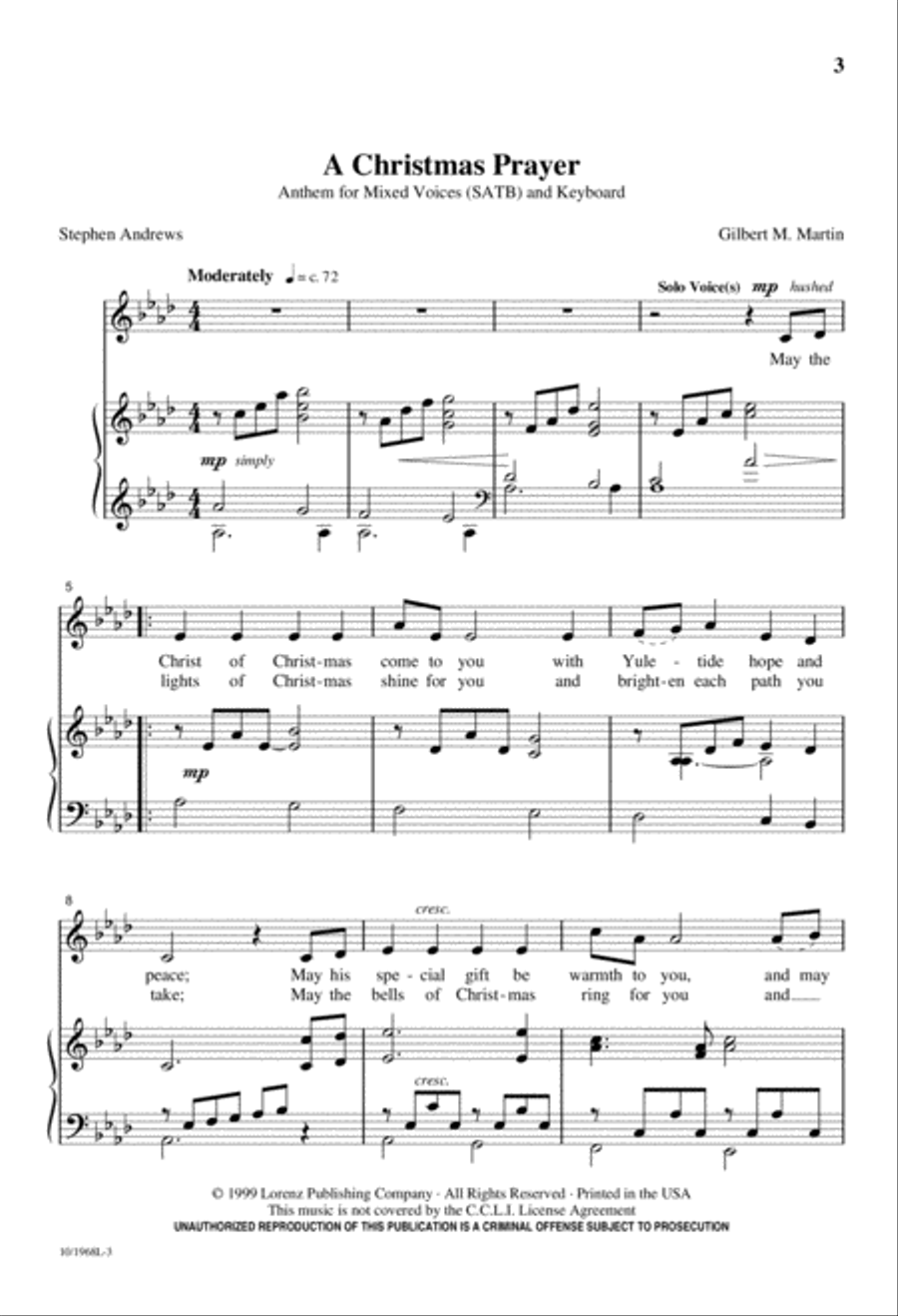 A Christmas Prayer 4-Part scores gallery preview page 3