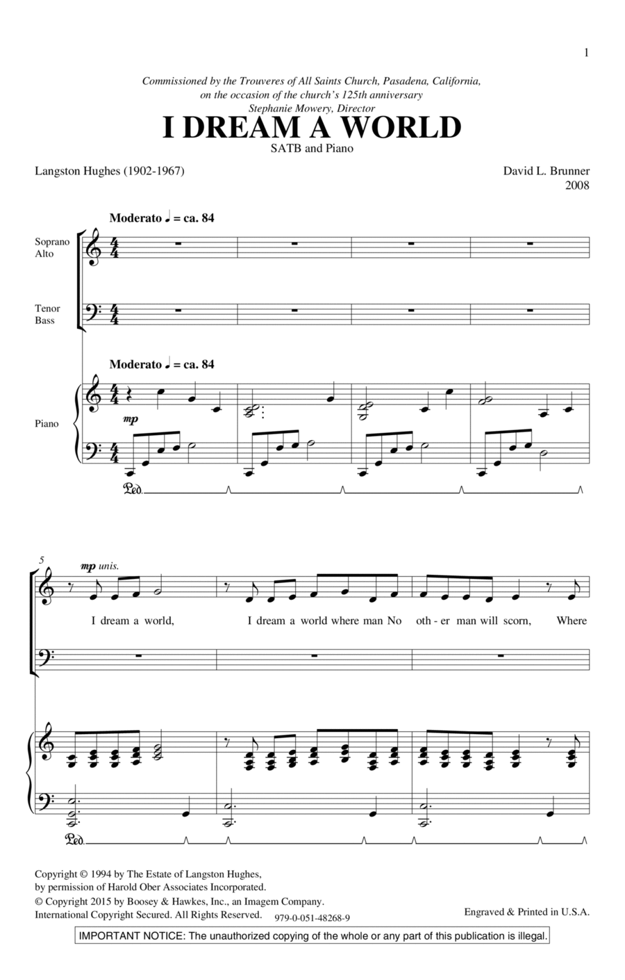 I Dream A World 4-Part scores gallery preview page 1