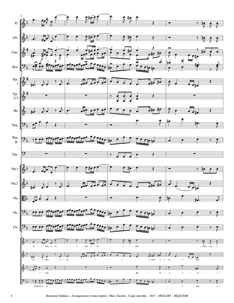 MOZART - REQUIEM K. 626 - Kyrie - Full Orchestra - SCORE & PARTS Full Orchestra scores gallery preview page 5
