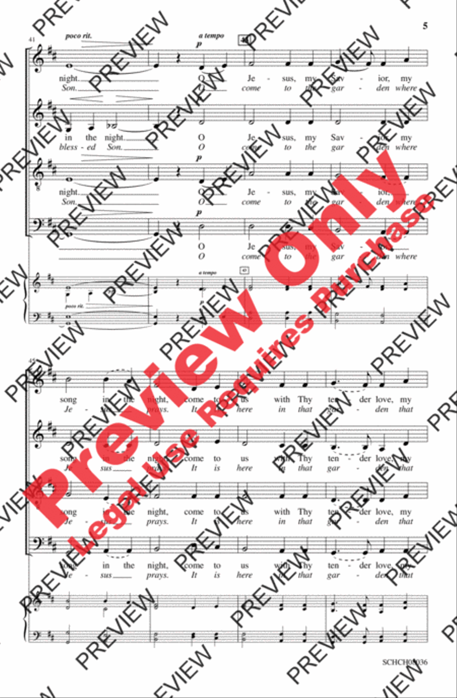 My Song in the Night 4-Part scores gallery preview page 5
