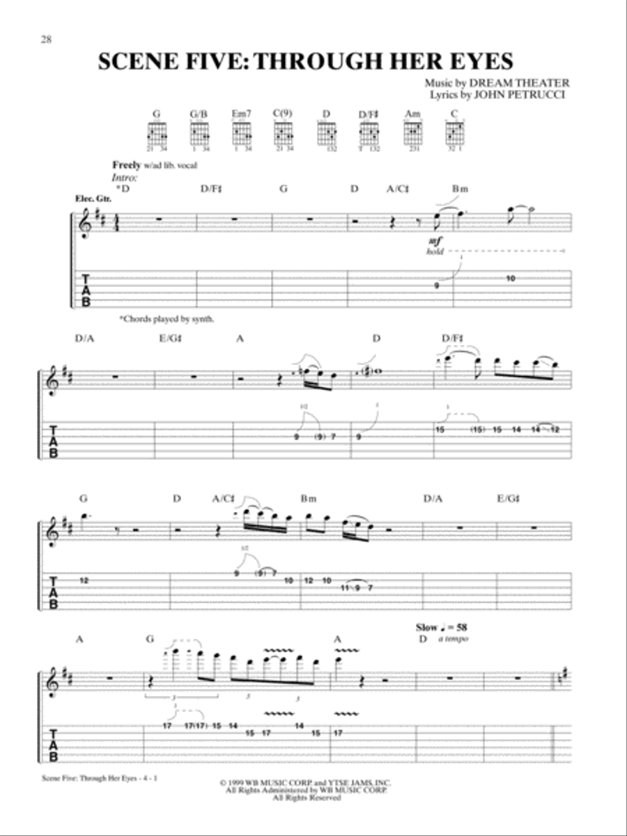 Scene Five: Through Her Eyes Guitar Tablature scores gallery preview page 1