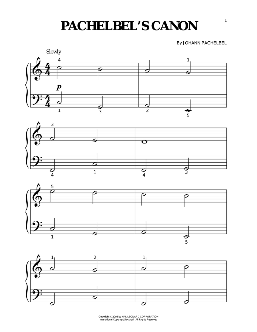 Canon In D Canon In D Piano Solo scores gallery preview page 1