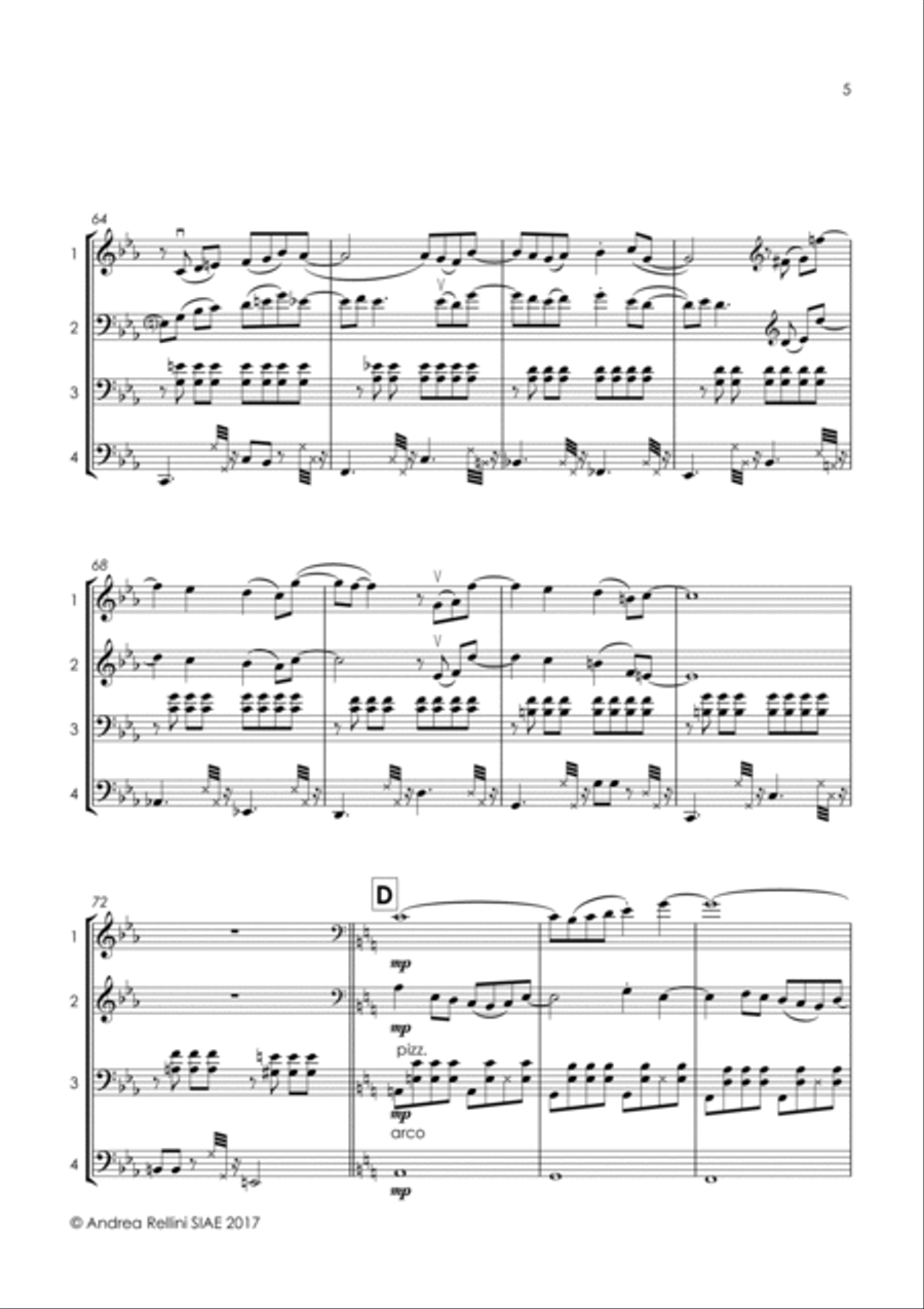 DA COME MI GUARDI (Cello quartet - 4 Cellos) String Quartet scores gallery preview page 6