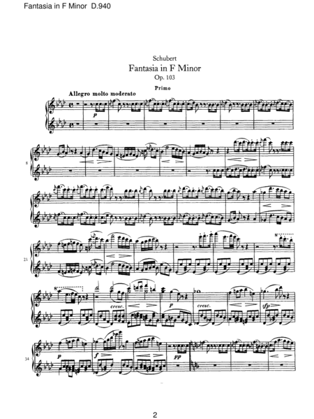 Schubert, Franz - Fantasy F minor op.103 for 4hands piano