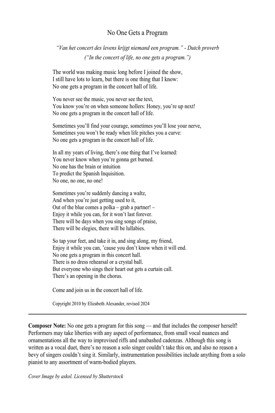 No One Gets A Program Medium Voice scores gallery preview page 3