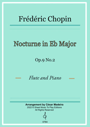 Book cover for Nocturne Op.9 No.2 by Chopin - Flute and Piano (Full Score and Parts)