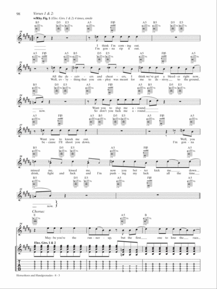 Horseshoes and Handgrenades Guitar Tablature scores gallery preview page 3